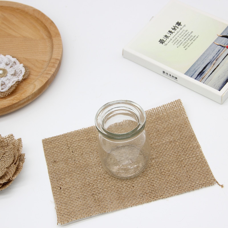 10pcs Lots Jute Burlap Hessian Square Piece For Vintage Rustic Wedding Table Decoration Christmas Xmas Party - 2