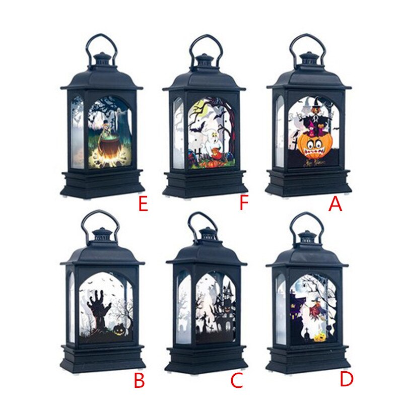 Hanging Lamp Vintage Pumpkin Witch Castle Light Party Bar Home Decor Led Lantern Horror - 6