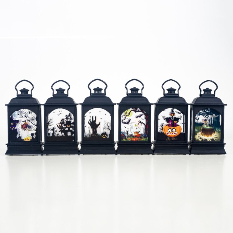 Hanging Lamp Vintage Pumpkin Witch Castle Light Party Bar Home Decor Led Lantern Horror - 5