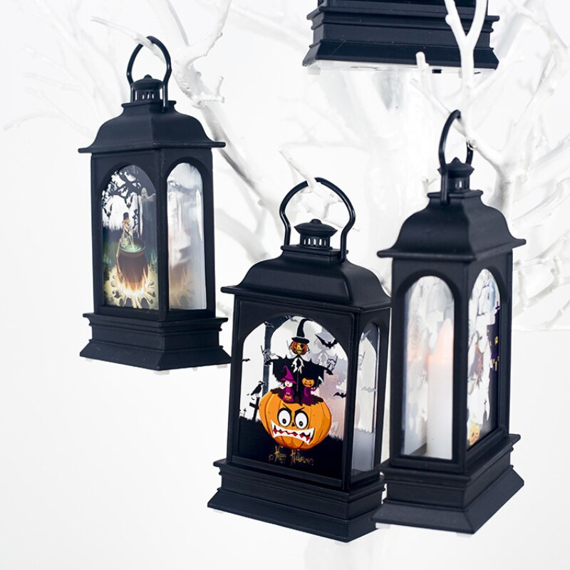 Hanging Lamp Vintage Pumpkin Witch Castle Light Party Bar Home Decor Led Lantern Horror - 4