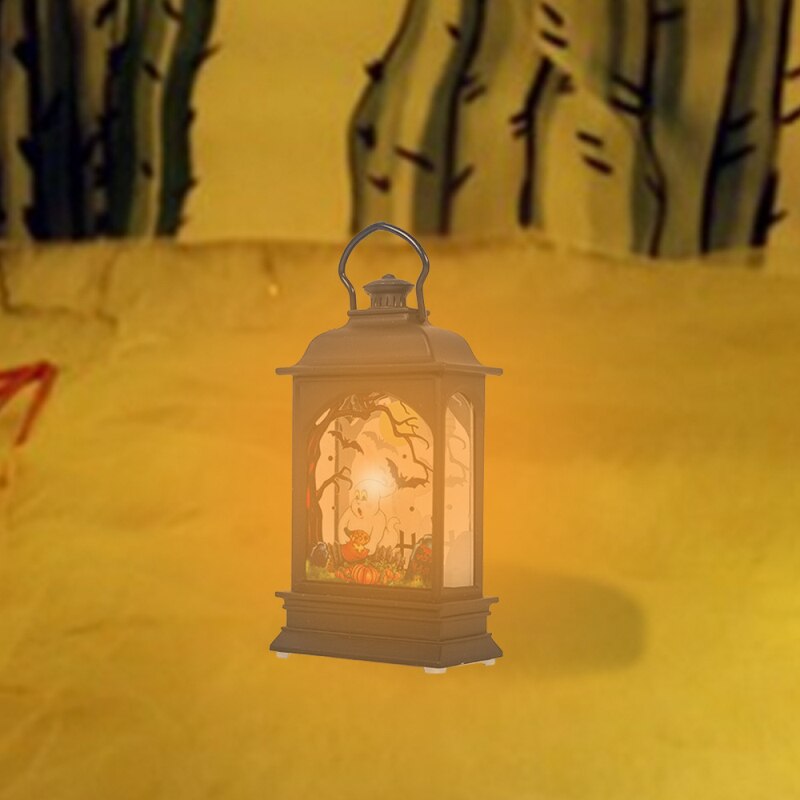 Hanging Lamp Vintage Pumpkin Witch Castle Light Party Bar Home Decor Led Lantern Horror - 2