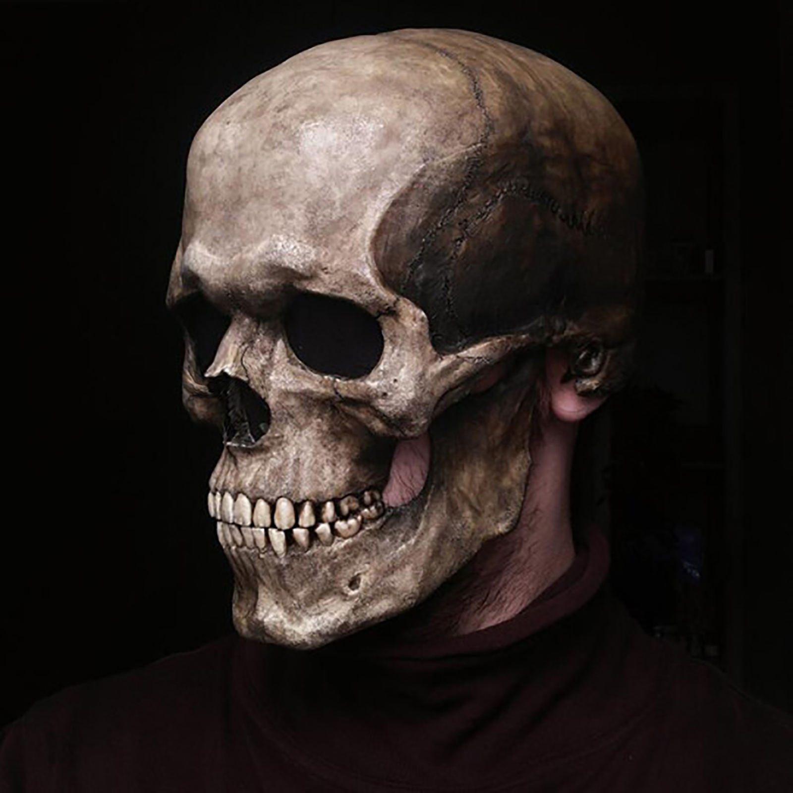 Deluxe Halloween Skull Mask With Movable Jaw Evil Skeleton Full Head Costume Scary Masquerade Party Masks - 6