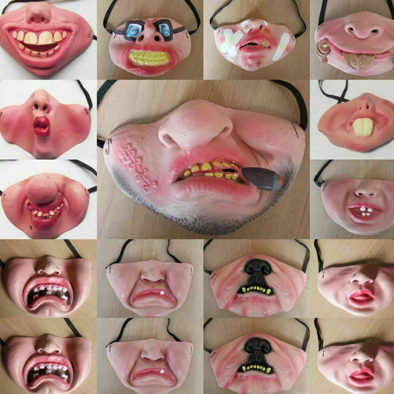 Creepy Halloween Clown Latex Mask Humorous Halfface Cosplay Prop Elastic Band Haunted House Party Joke Toy - 9