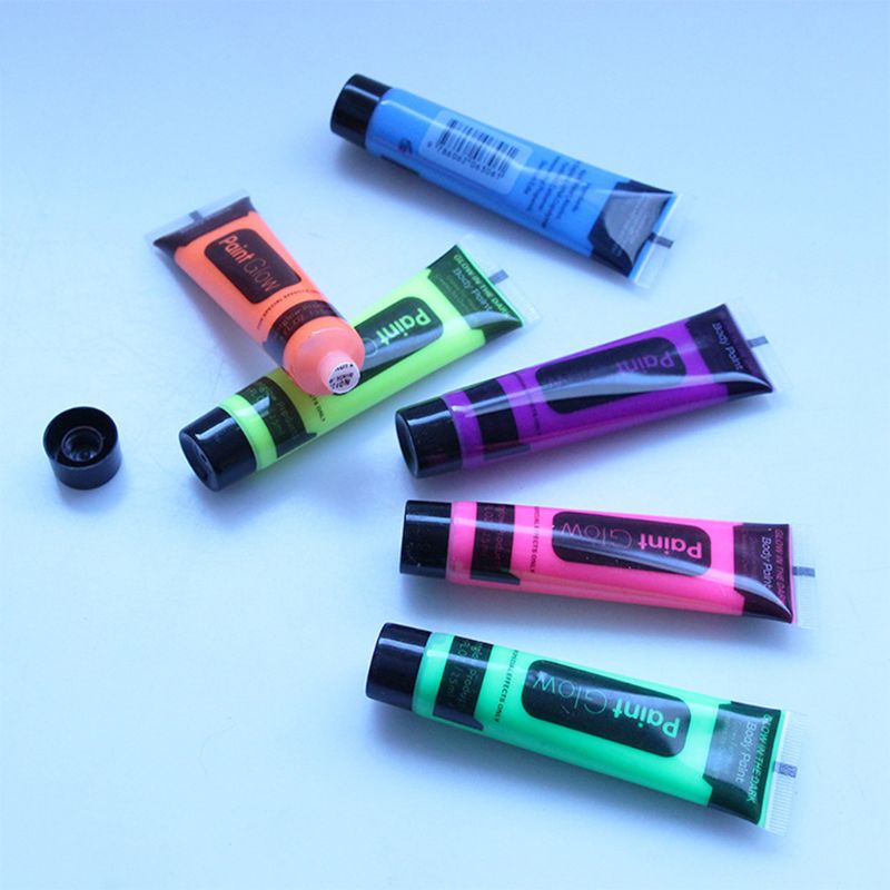 Neon Fluorescent Body Art Painting Set 6pcs Ideal For Parties Festivals Cosplay Events - 3
