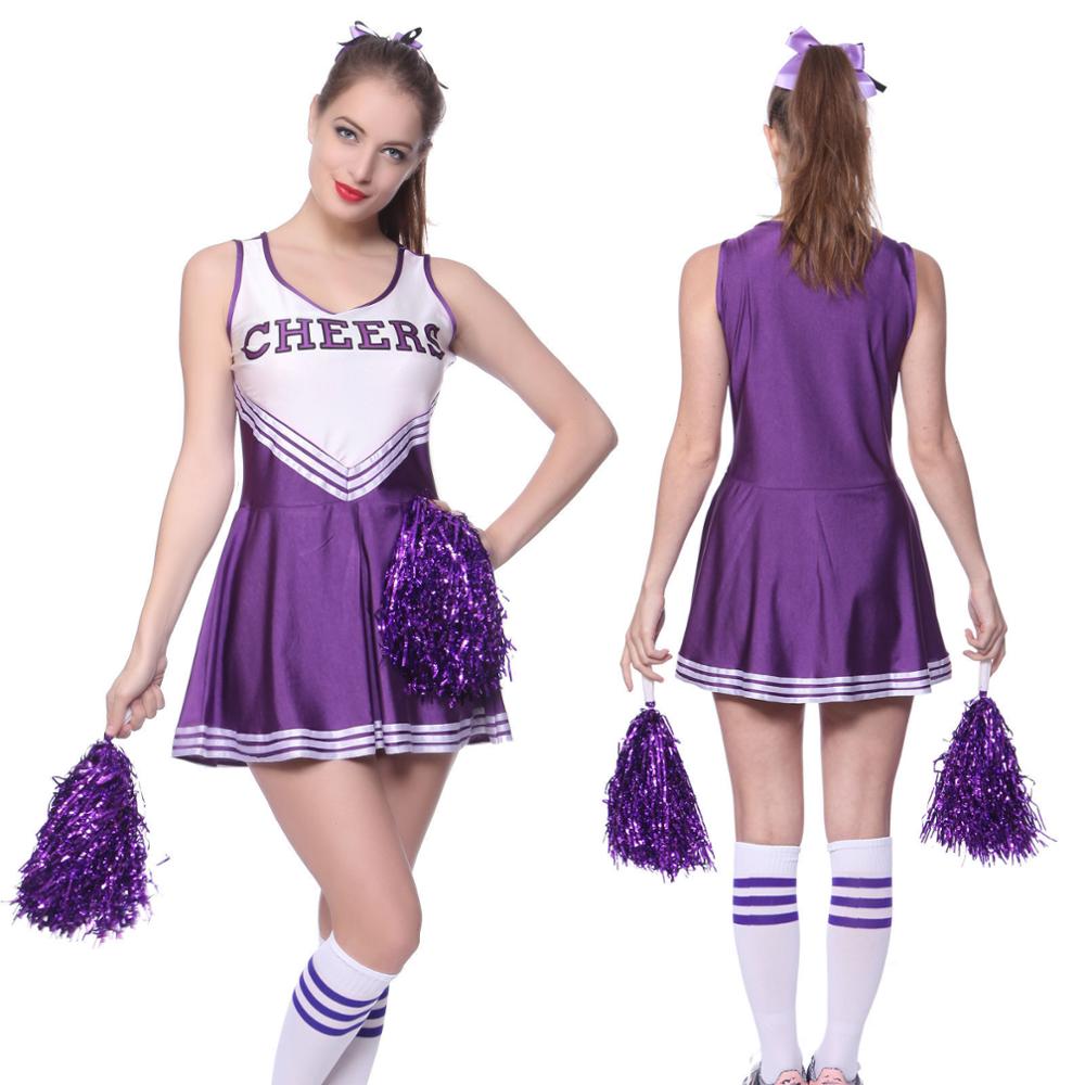 High School Cheerleader Costume Girls Sports Uniform Size L Perfect For Musical Parties Includes Pom Poms - 6
