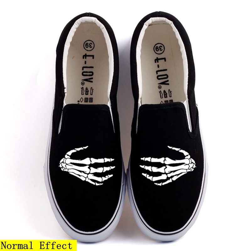 Glowinthedark Pumpkin Monster Print Womens Canvas Loafers Customizable Slipon Party Design Shoes - 4
