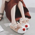 Christmas Couple Home Slippers For Women & Men Winter Warm Soft Plush Cartoon Reindeer House Shoes Holiday Gifts - 7