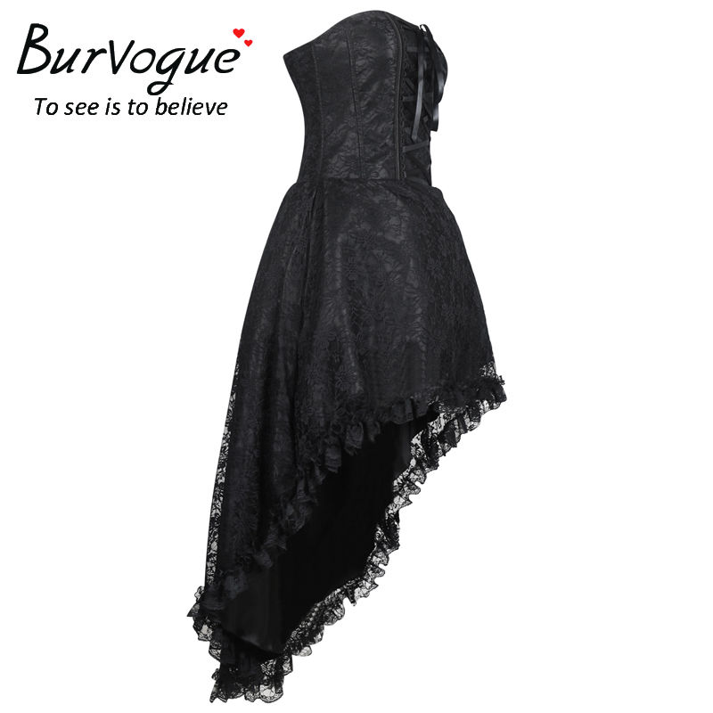 Steampunk Corset Dress Gothic Overbust Lace Up Vintage Bustier Top Corsets And Bustiers Black Costume - 5