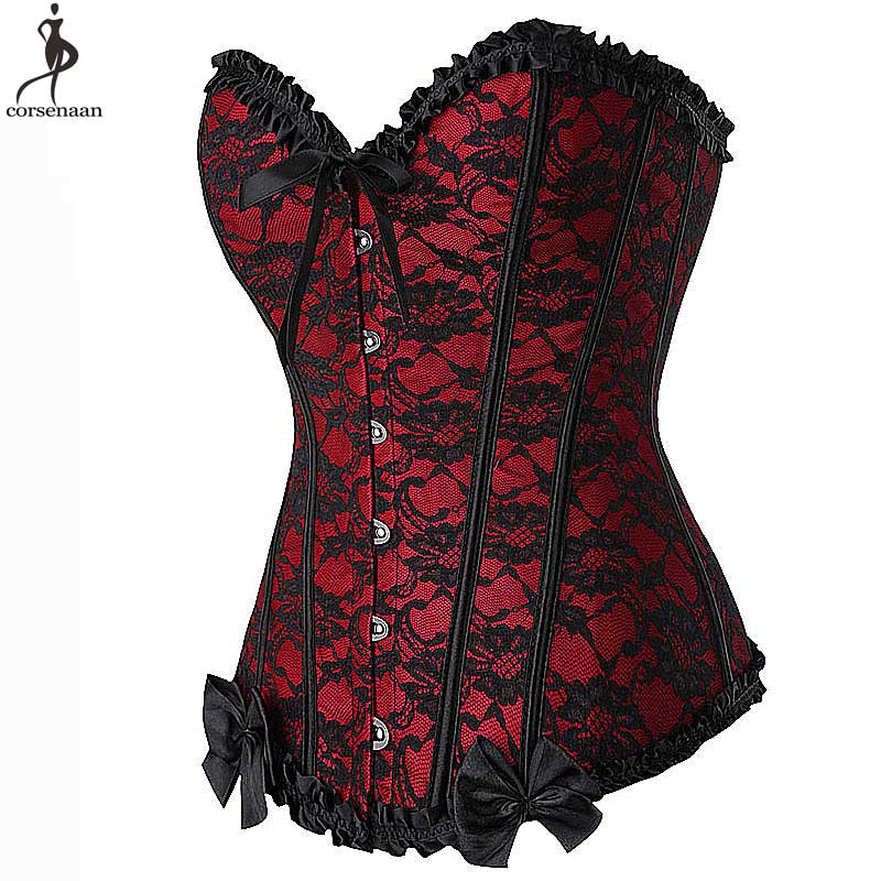 Womens Plus Size 6xl Gothic Overbust Costume Corset With Sexy Lace Overlay Fashionable Bustier Outfit - 8