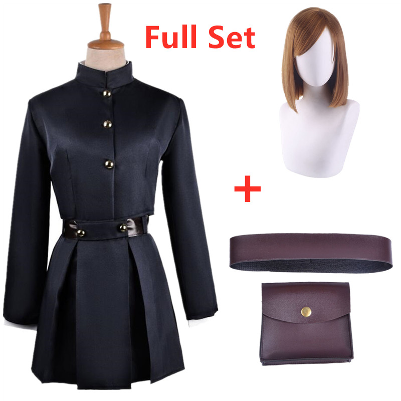 Jujutsu Kaisen Anime Cosplay Costume Kugisaki Nobara Character Womens Full Set With Top Skirt Coat Waist Bag Arm Accessories For Halloween - 8