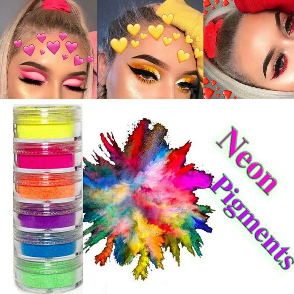6 Color Sets Lasting Fluorescent Matte Eyeshadow Neon Pigment Powder Decoration Palette Beauty Glazed - 3