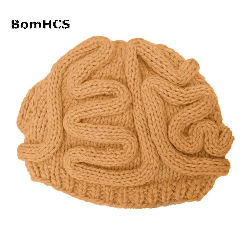 Handmade Bomhcs Big Brain Winter Beanie Hat Unique Novelty Gift 100 Knitted Warm Party Accessory - 9