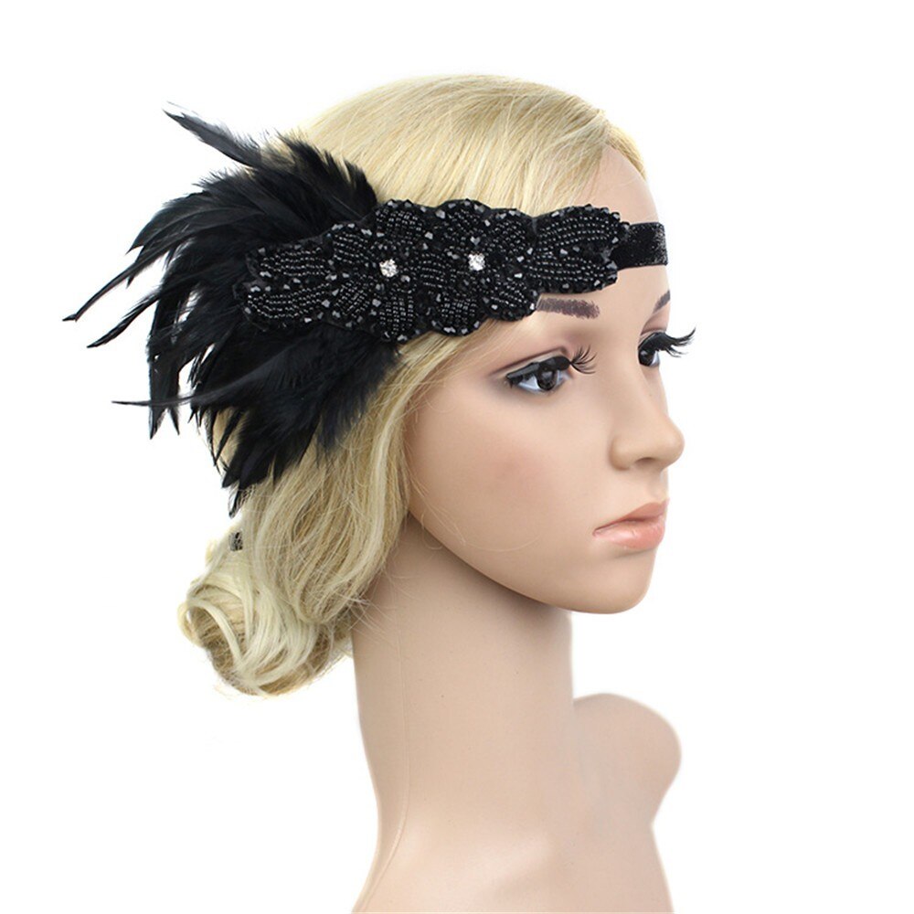 1920s Headpiece Feather Headband Great Headdress Vintage Woman Unisex Party Wear Decor Hair Accessories - 5