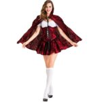 Costume Print Little Red Riding Hood Fairy Witch Princess Dress Cloak Adult Women Clothing - 5