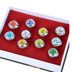 10pcs Anime Naruto Cosplay Prop Akatsuki Ring Set Jewellery Collection For Boy Men Jewelry Gifts