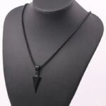 Men's Design Arrow Pendant Jewelry Chain Matte Black Long Necklace Hip-hop Punk Rock Christmas Gift For Men