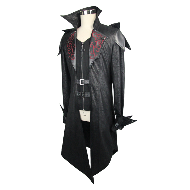 Steampunk Gothic Leather Long Coats Autumn Winter Military Uniform Casual Punk Jacket Fashion - 38