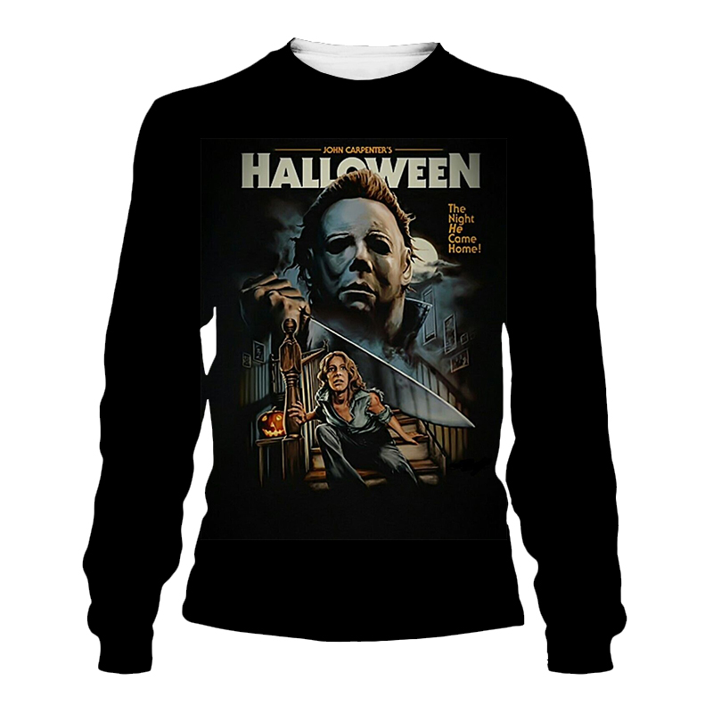 Sonspee Womens Autumn Crewneck Sweatshirt Horrorthemed Streetwear Featuring Pennywise Michael Myers Jason Casual Sport Pullover Top - 7