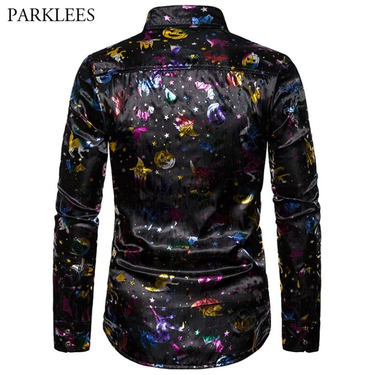 Mens Shiny Patterned Longsleeved Shirt Casual Fashion For Barnightclub ...