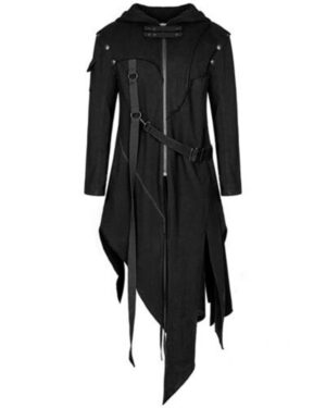 Cysincos Men Long Sleeve Steampunk Victorian Jacket Gothic Belt Swallow-tail Coat Cosplay Costume Vintage Uniform