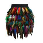 Women Christmas Santa Faux Fur Feather A Line Cosplay Mini Skirt