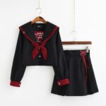 Black Uniform Sailor Suit Cos School Wear Women Soft Punk Lolita Magic Front Fashion Costumes - 2