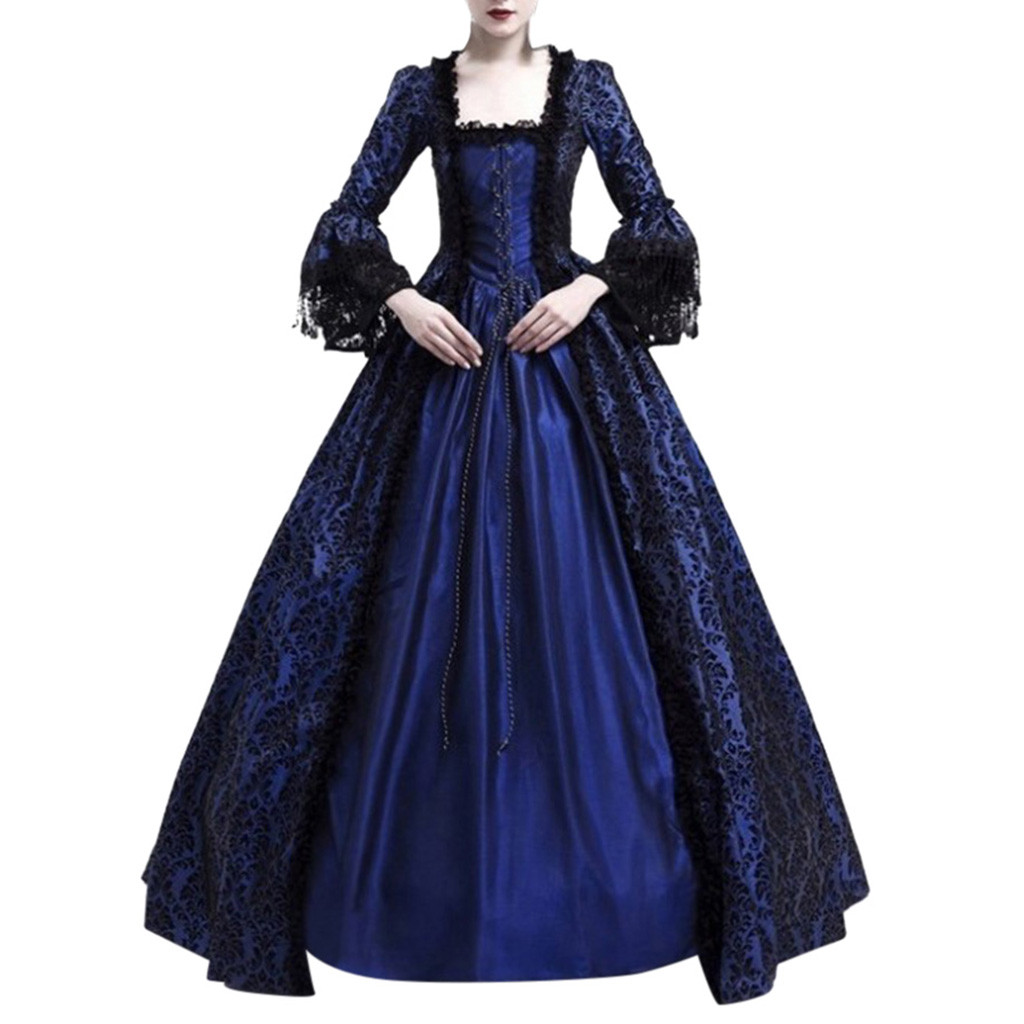 Medieval Gothic Renaissance Lace Masquerade Ball Gown 18th Century Cosplay Costume Dress Elegant Vestido - 3