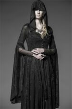 Steampunk Jacquard Vintage Dress Gothic Long Hooded Women's High Priestess Witch Dresses Cosplay - 2