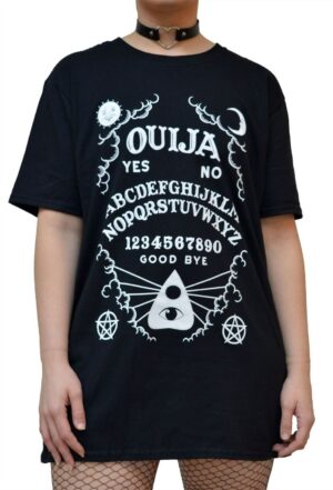 Kuakuayu Ouija Board Women Gothic Black T-shirt Grunge Oversized Graphic Tee Clothing