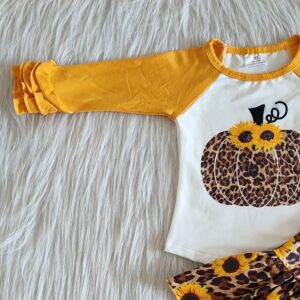 Fashion Fall Baby Girl Clothes Sets Hot Girls Boutique Bell Bottom Outfits Pumpkin Sunflower - 2