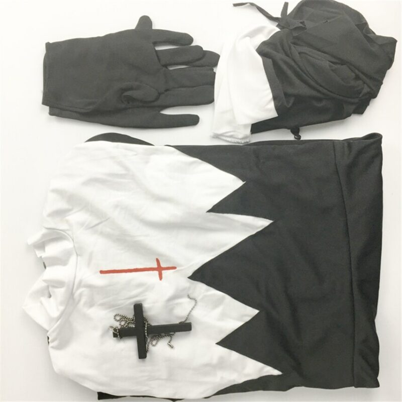 Adult Nun Horror Costume Black Vampire Sister Dress For Halloween Party