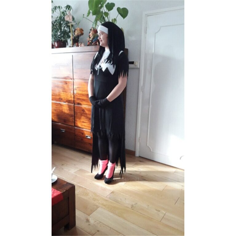 Adult Nun Horror Costume Black Vampire Sister Dress For Halloween Party