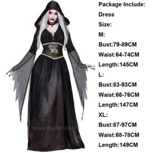 Women Witch Gothic Bride Dress For Female Scary Costume Skeleton Day Of The Dead Carnival Party Vampire Cosplay Horror - 2