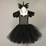 Baby Black Unicorn Dress Demon Costumes Girls Carnival Dark Queen Cosplay Outfit Cloth Masquerade Kids Witch Dresses - 6