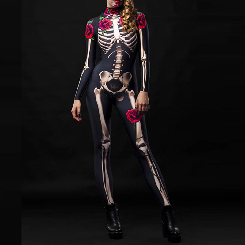 Day Of The Dead Rose Skeleton Costume Adult Kids Sizes Sexy Cosplay Jumpsuit For Halloween Carnival Parties - 6