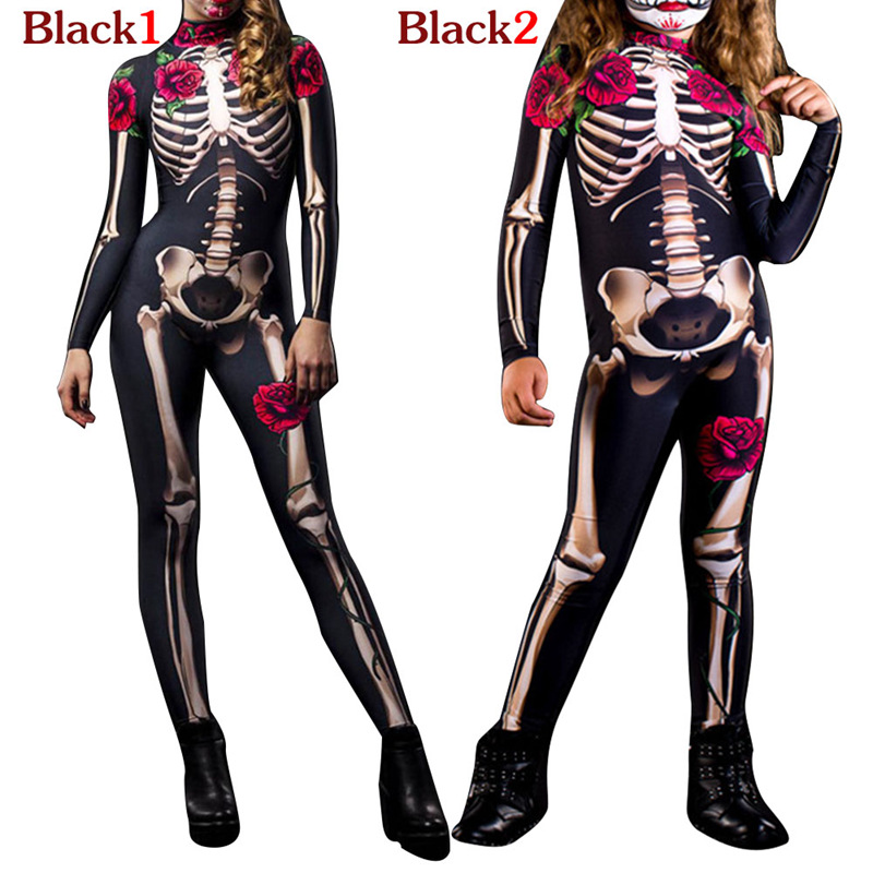 Day Of The Dead Rose Skeleton Costume Adult Kids Sizes Sexy Cosplay Jumpsuit For Halloween Carnival Parties - 2