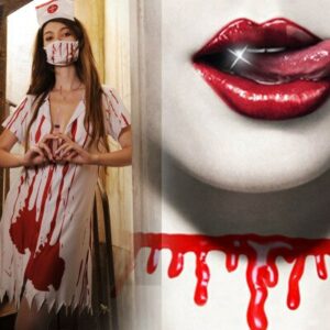 Carnival Costume Party Horrid Zombie Bloody Nurse Suit Fancy Ball Women Prank Cosplay Costumes Sock Accessory