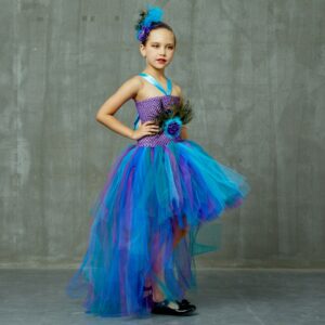 Baby Peacock Costumes Girls Costume Dress For School Party Carnival Disguise Clothes Disfraz Kids Cosplay Outfit Gown