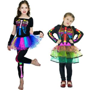 Day Of The Dead Skeleton Dress Kids Adult Cosplay Costume Scary Women Girl Skull Fancy Carnival Party Witch Spooky - 2