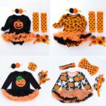 Newborn Baby Scary Costume Long Sleeve Lace Infant Girls Tutu Dress Ghost Toddlers 4pcs Set Outfits