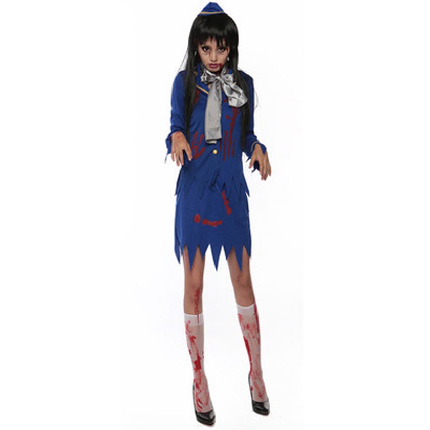 11colors Women Vintage Gothic Skeleton Cosplay Costumes Scary Long Dress Zombie Bridal Lolita American Jumpsuit - 3