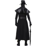 Adult Halloween Carnival Plague Doctor Cosplay Costume Black Robe Hat Bird Beak Mask Schnabel Gothic - 5