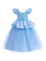 Girls Deluxe Blue Princess Halloween Costume With Accessories Set - 6