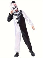 Boys Scary Clown Jumpsuit Mask Set Halloween Horror Party Costume - 7