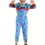 Boys Halloween Suspender Outfit Scary Cartoon Character Embroidery Gift