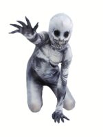 Boys Halloween Skull Print Suit With Mask Versatile Holiday Performance Set - 3