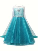 Princess Snow Queen Dress With Diamonds Long Sleeve For Halloween Birthday - 7