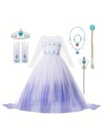 Girls Snow Queen Sequined White Ball Gown Princess Costume For Carnival - 2