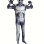 Kids Halloween Skeleton Venom Costume Jumpsuit Mask Set