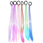 6pc Girls Hair Accessories Set Colorful Braided Wig Ponytail Holders Rubber Bands - 5